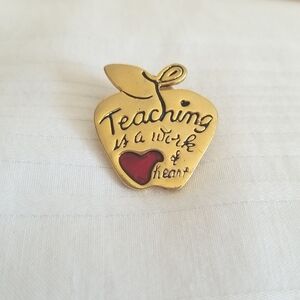 Gold TEACHER Apple Pin